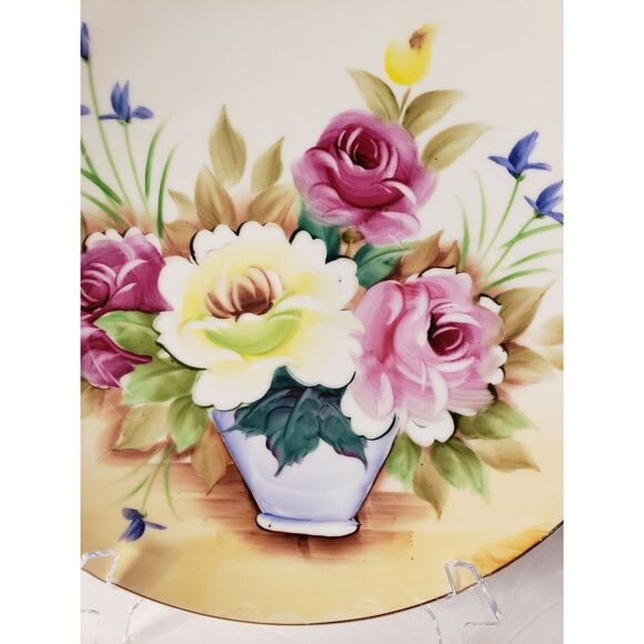 Vintage Will's Japan Decorative Floral China Wall Plate 10 1/4" Hand Painted - Picture 2 of 4